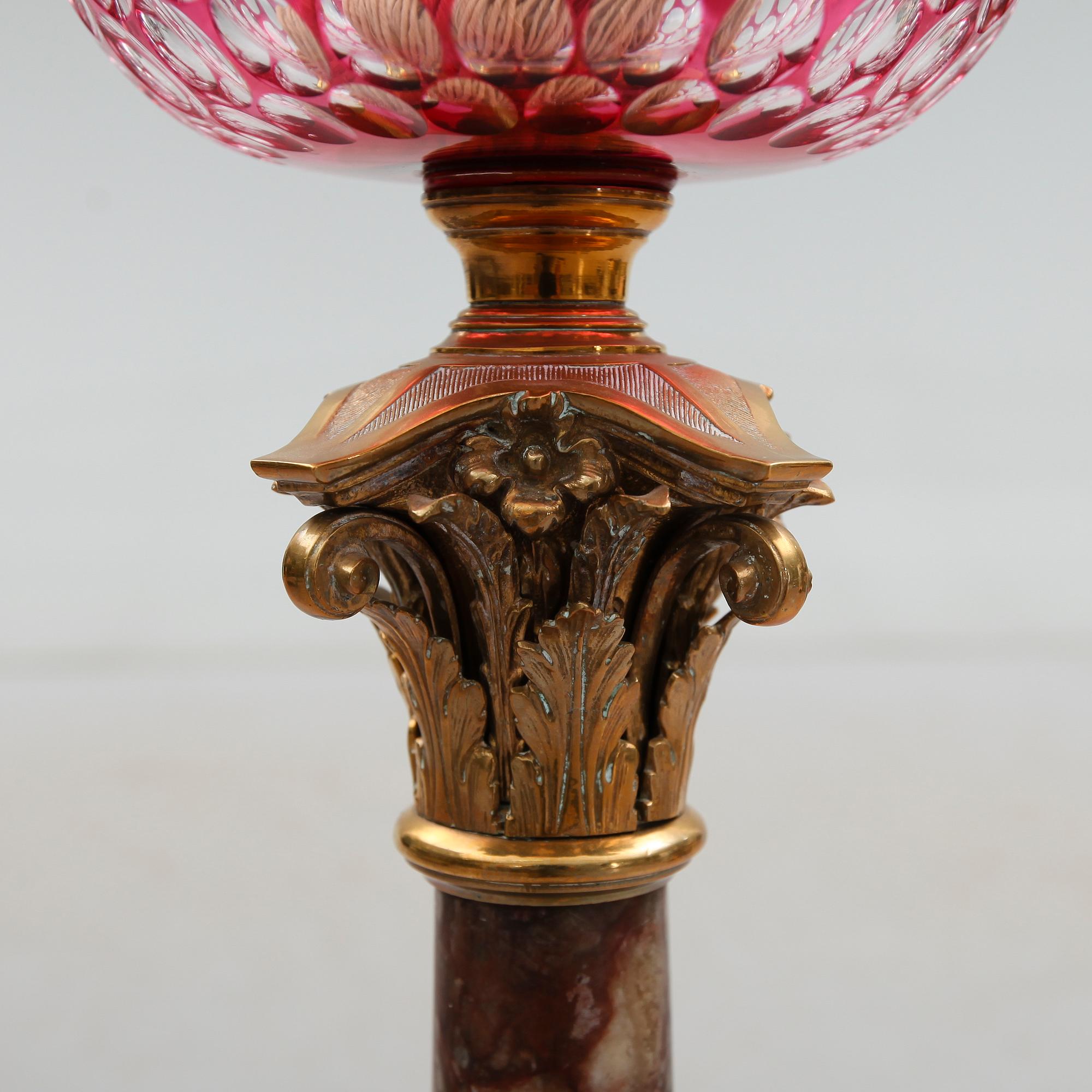 BORDSFOTOGENLAMPA, marmor och mässing, 1800-/1900-tal.