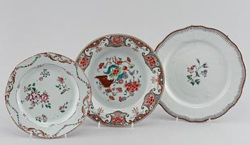 TALLRIKAR, 9 st, porslin, Kina, 1700/1800-tal.