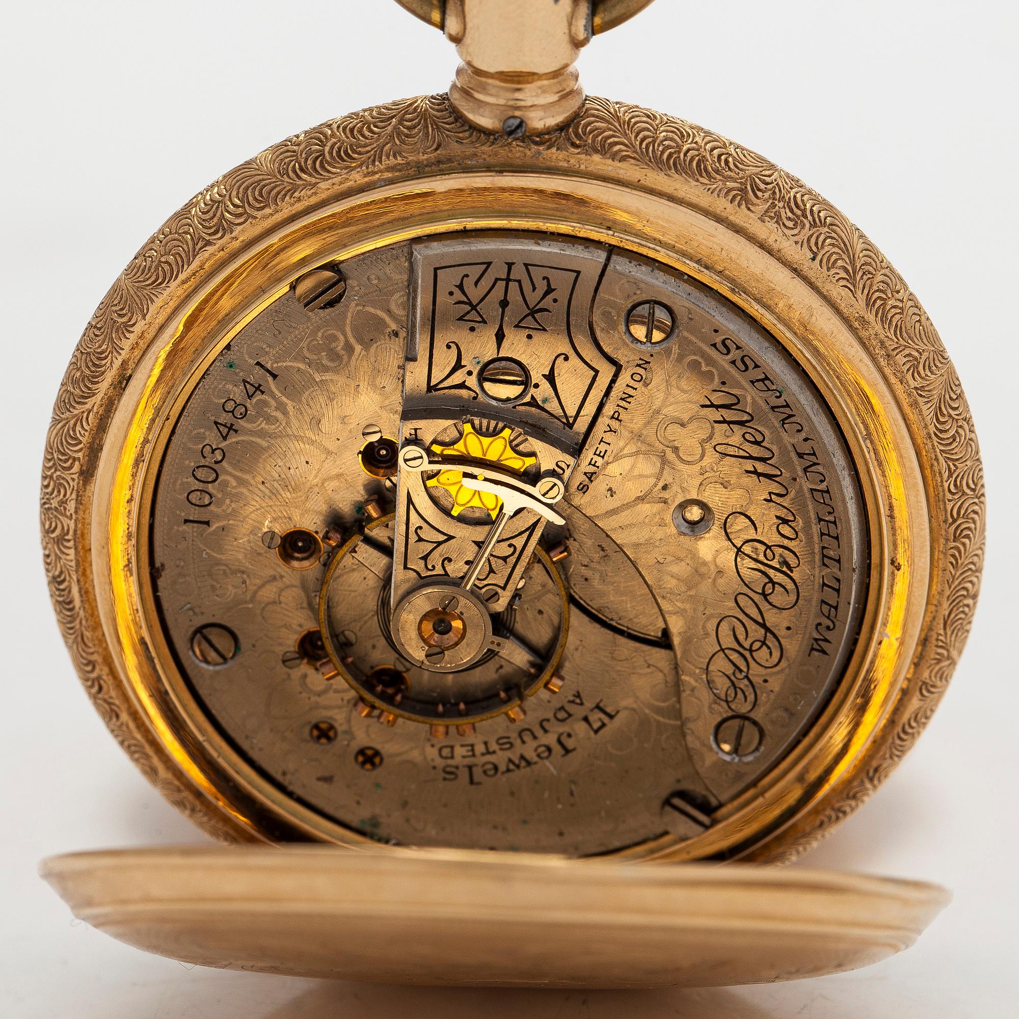 Waltham, pocket watch, hunter, 56.5 mm.