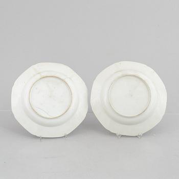 A set of eight blue and white export porcelain plates, China, Qianlong (1736-95).