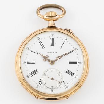 Longines, pocket watch, 18K gold, 39 mm.