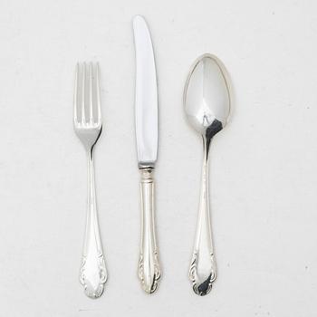 Cutlery, 9 pcs, silver, model "Haga", JL Hultman, Stockholm 1965-1970.