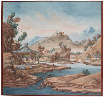 A group of five Chinese gouache paintings, Qing dynasty, late 18th century, by anonymous artist.