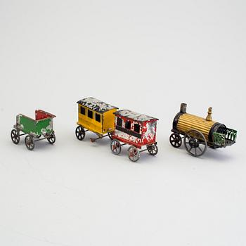 A tinplate train set by E.F. Lefevre, France, ca 1877-1885.
