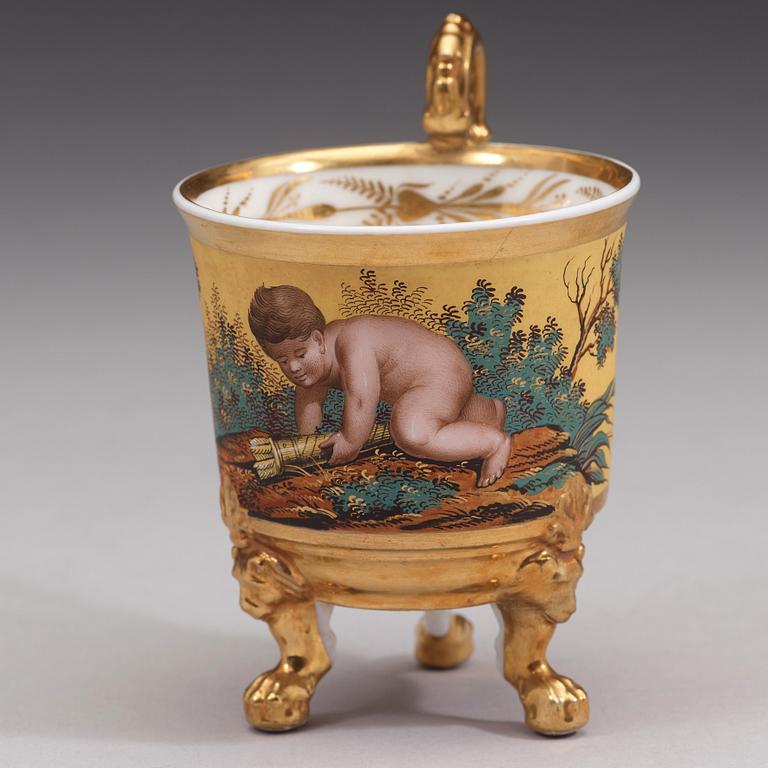 A cup and saucer, probably Russian, Imperial Porcelain Factory, St. Petersburg, first half 19th century.