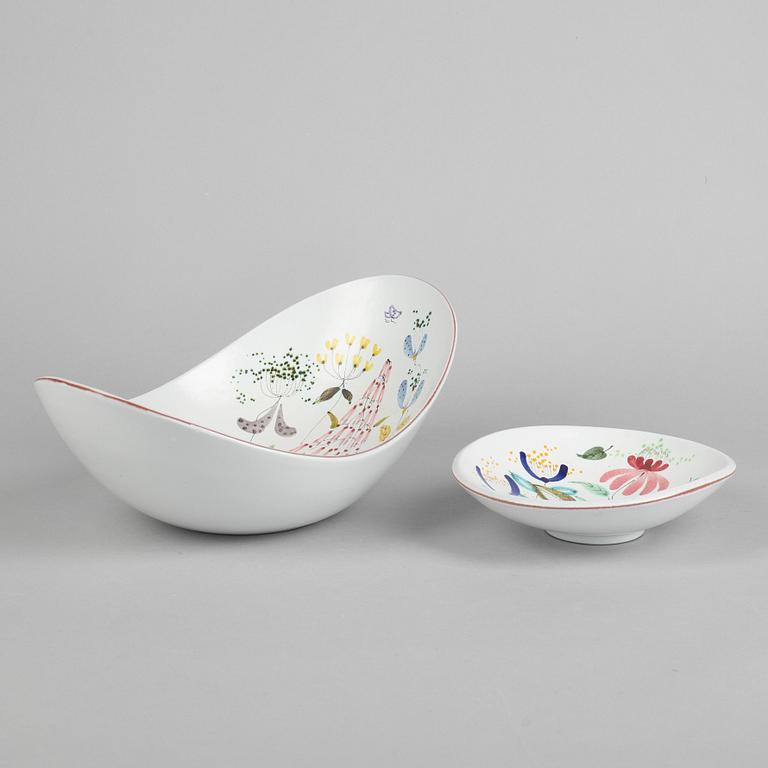 Stig Lindberg, a faience bowl and a dish, Gustavsbergs studio.