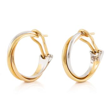 634. A Cartier a pair of "Trinity" earrings 18K gold in three colours.