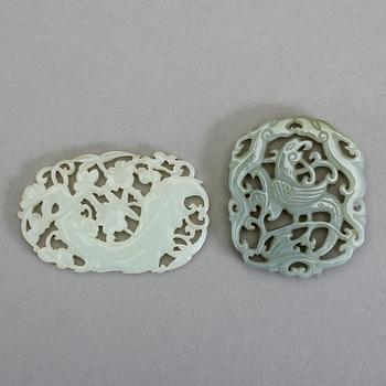 PLAKETTER, nefrit, 2 st, Kina.