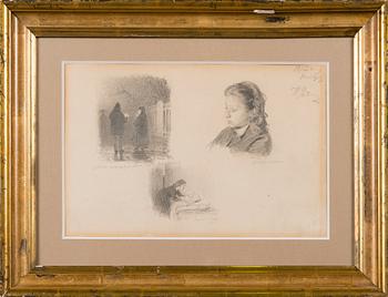 ILJA JEFIMOVITJ REPIN, teckning, signerad och daterad november 1872.