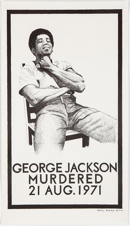 POLITISK AFFISCH, "George Jackson Murdered", offsettryck, 1971, signerad. (Okänd signatur).