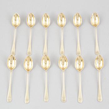 Twelve silver gilt coffee spoons, GAB, Stockholm, 1927.