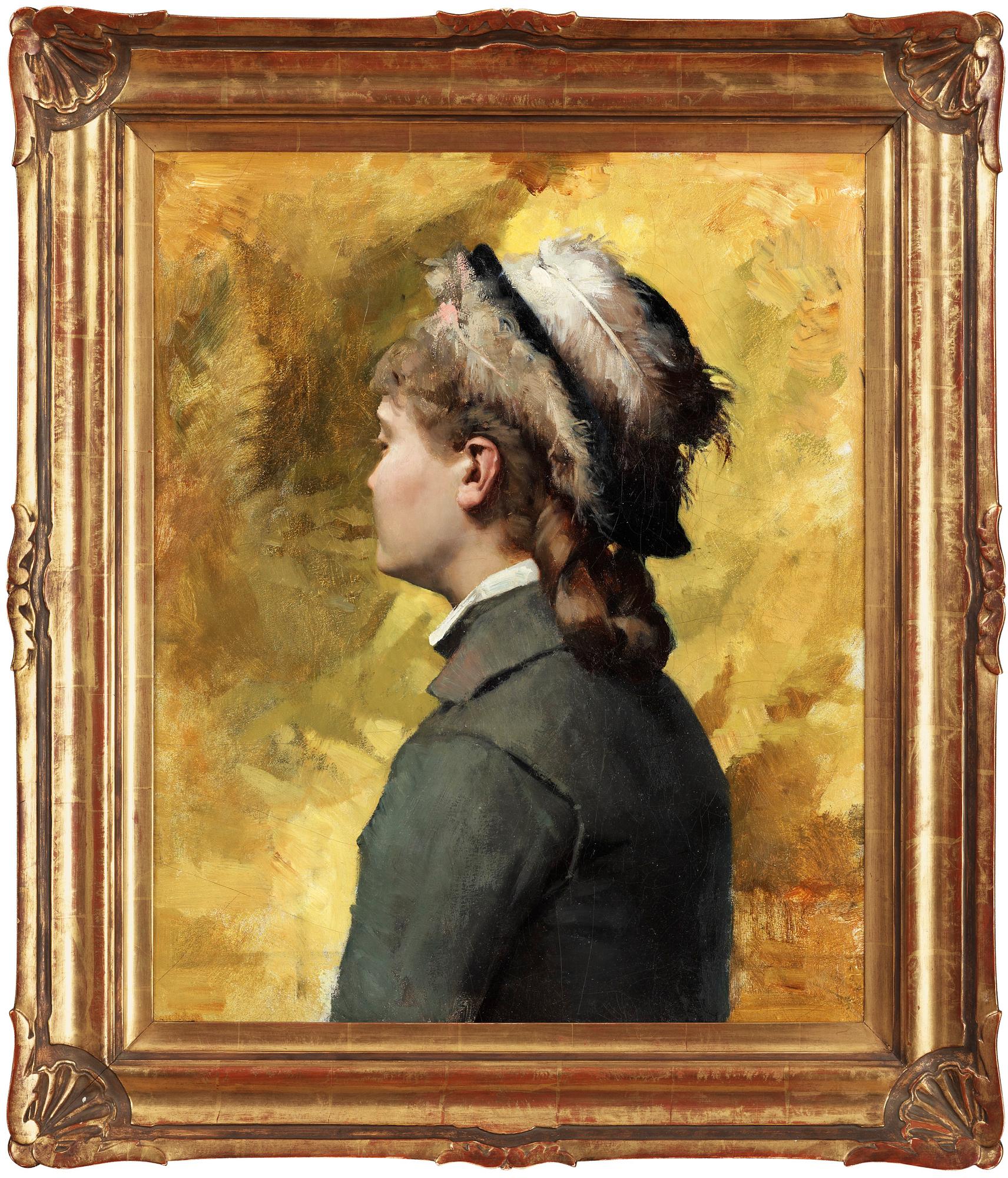 Albert Edelfelt, "Ung kvinna i grått" (Young woman in grey).