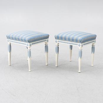 Stools, a pair, Gustavian style, 20th century.