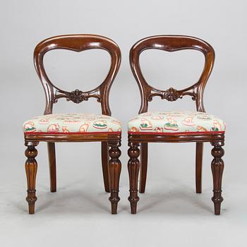 Matbord och stolar, 8 st, mahogny, regency-stil, 1900-talets slut.