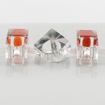 Siv Lagerström. Rings, three pieces, acrylic plastic. 1970s.