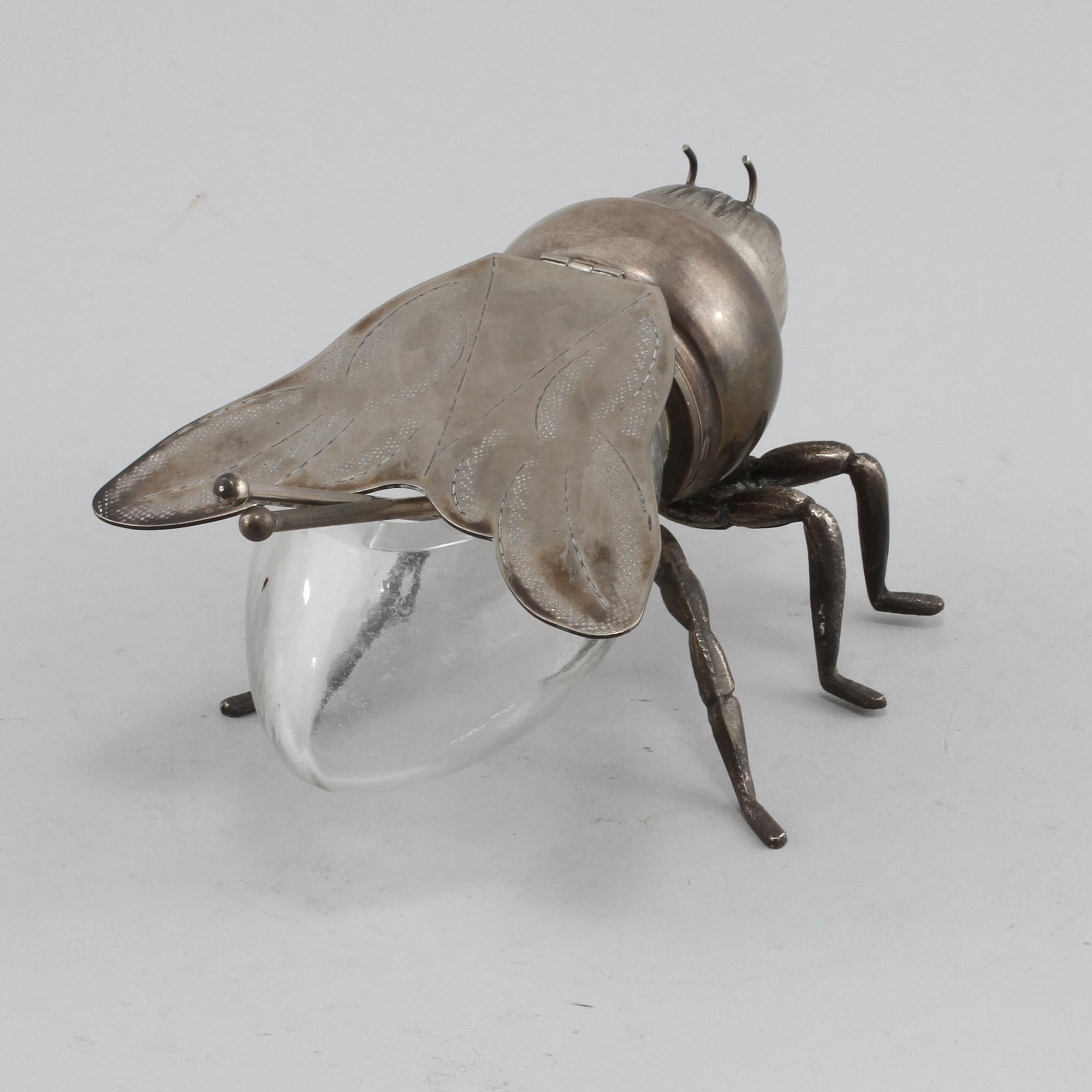 HONUNGSBI, glas samt vitmetall, omkring 1900-talets mitt.