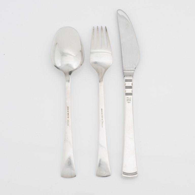 Theresia Hvorslev, bestickuppsättning, 36 delar, silver, modell "Thema", Mema, Lidköping 1974-75.