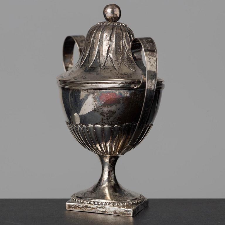 A Swedish late 18th century silver minitaure sugar bowl and cover, makers mark of Gustaf Aberg (Jonkoping 1796-1828-).