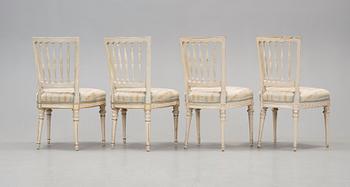 Four Gustavian late 18th century chairs.