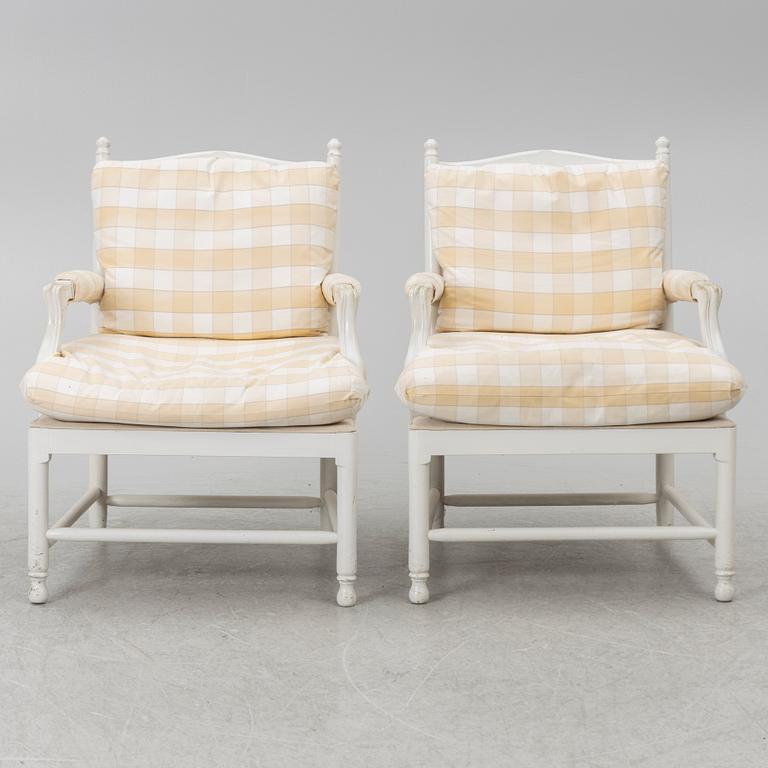 Armchairs a pair, Gustavian style, so-called Gripsholm chairs, 20th century.