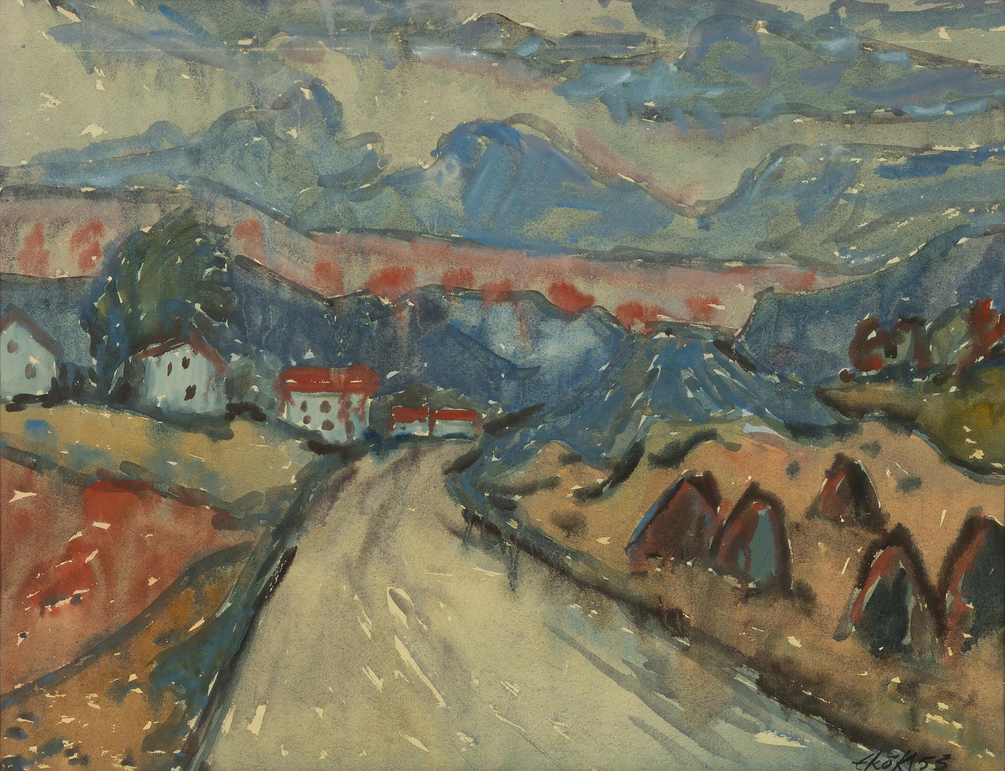 Endel Köks, Landscape with houses.