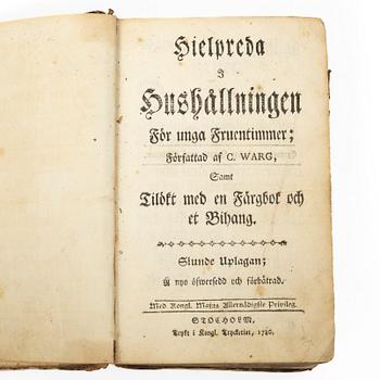 Åtta kok- och handböcker inkl. Cajsa Warg, 1780-1897.