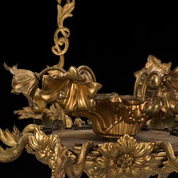 A late 19th century brass chandelier.