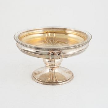 A silver and glass bowl, Swedish import marks, GAB, Stockholm 1920.