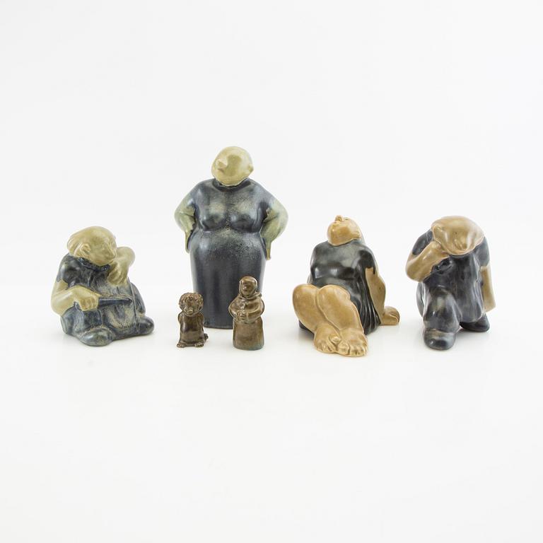 Åke Holm, figurines 6 pcs stoneware signed.