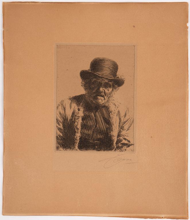 Anders Zorn, etching, 1911, signed in pencil.