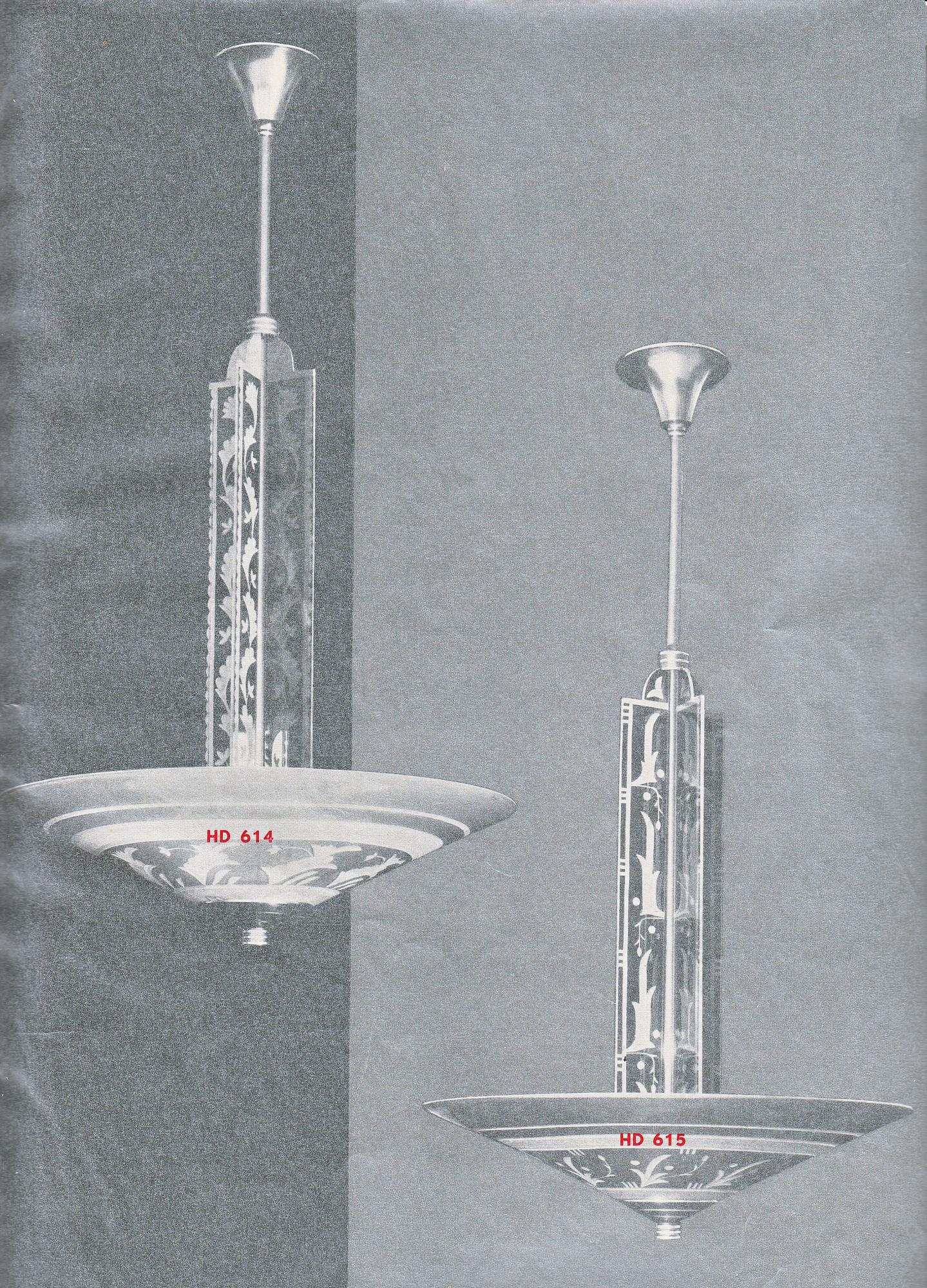 Edward Hald, a ceiling lamp model "HD 615", Orrefors, 1930s.