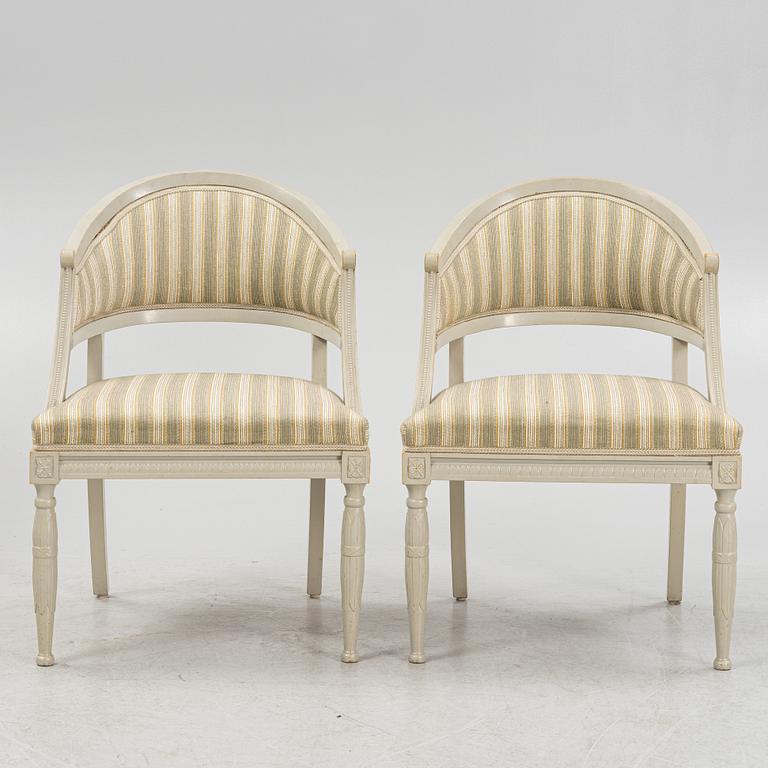 A Gustavian style 6-piece furniture suite, P.A. Eklund Bispgården, mid 20th Century.