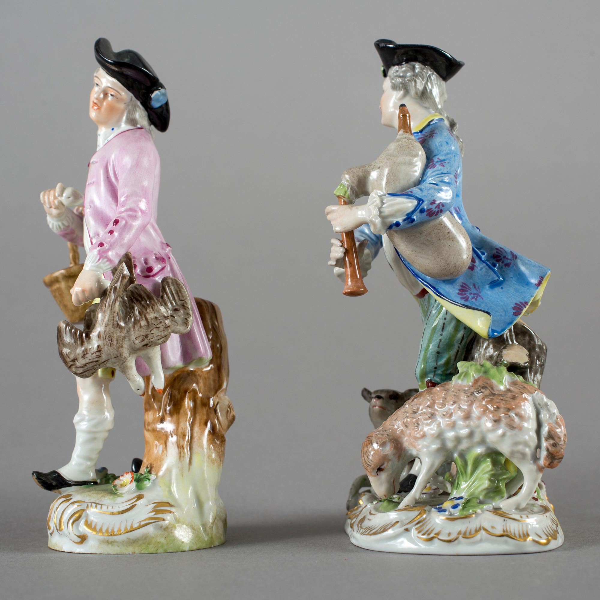 FIGURINER, 2 stycken, porslin, Potschappel, Dresden, 1900-tal.