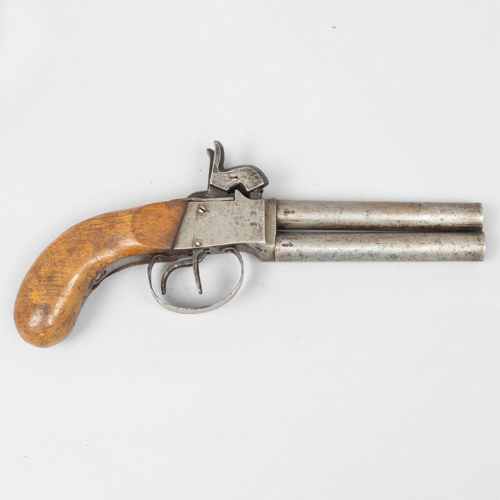 Percussion pistols 2 pcs, double-barrelled. Second half of the 19th century.