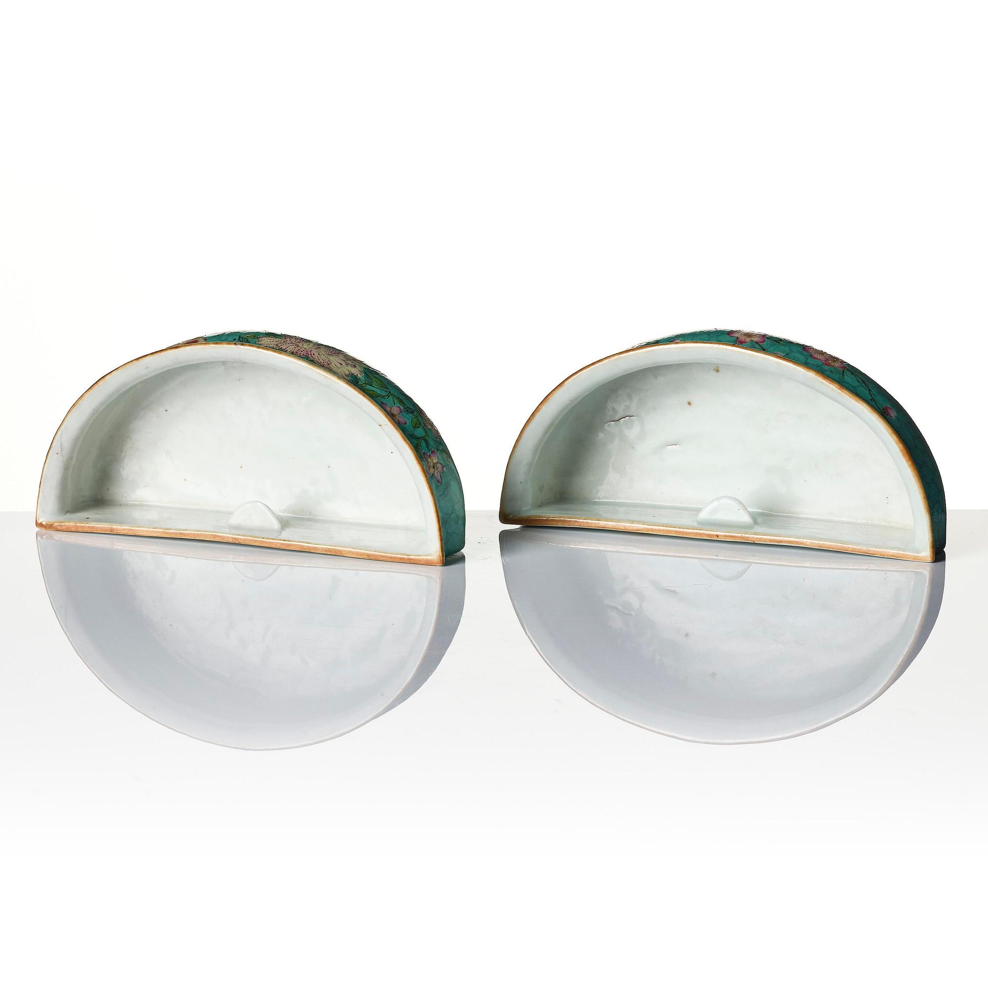 A pair of famille rose wall vases, Qing dynasty, Qianlong (1736-95).