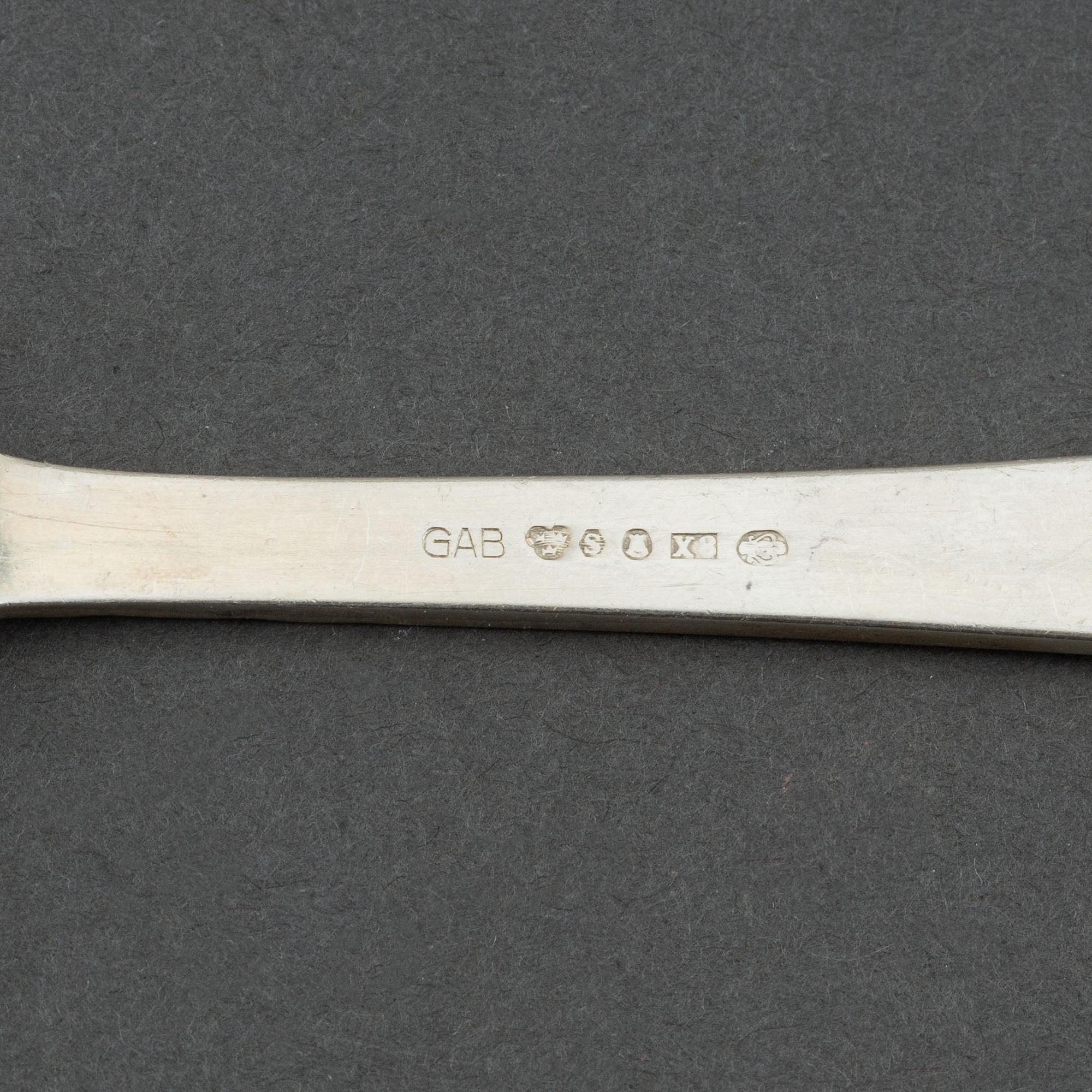 A 107-pcs part silver flatware service "Rosenholm", GAB, Sweden, 1960s.
