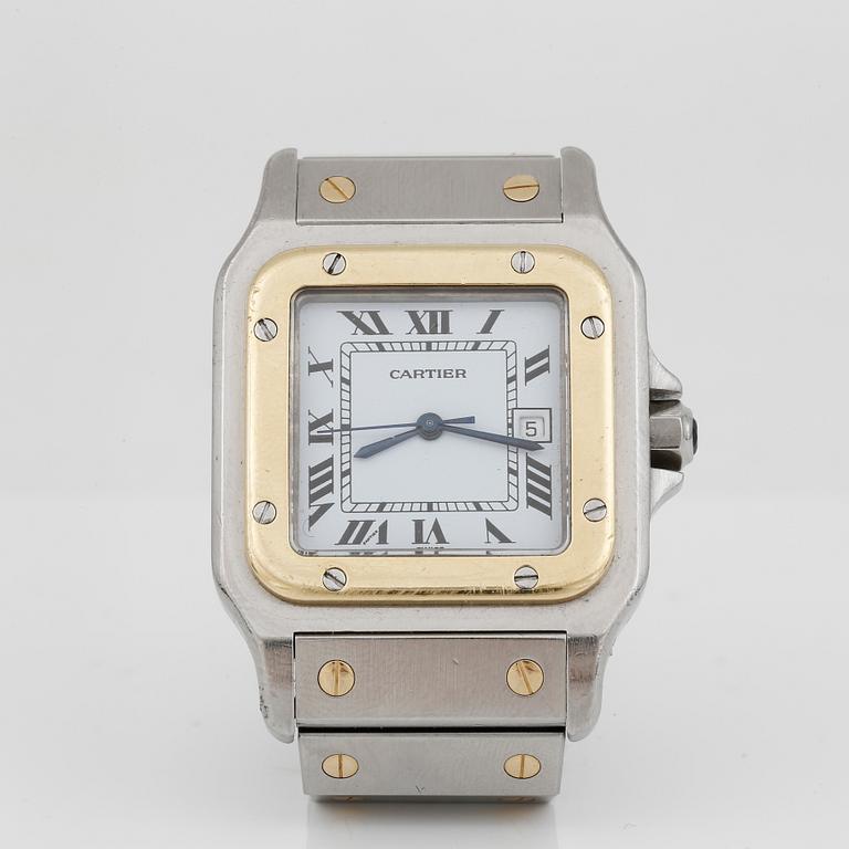 ARMBANDSUR, herr, Cartier, Santos, automatisk, stål och 18K guld.
