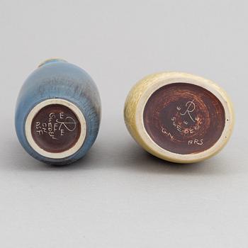 Gunnar Nylund, a set of five stoneware vases and two bowls and Carl-Harry Stålhane, a set of two vases for Rörstrand.