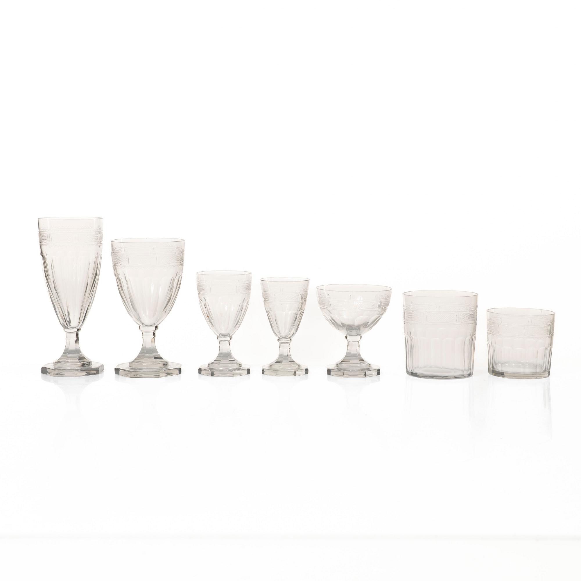 Gerda Strömberg, glasservis, 116 delar, "Hörningsholm", Strömbergshyttan.