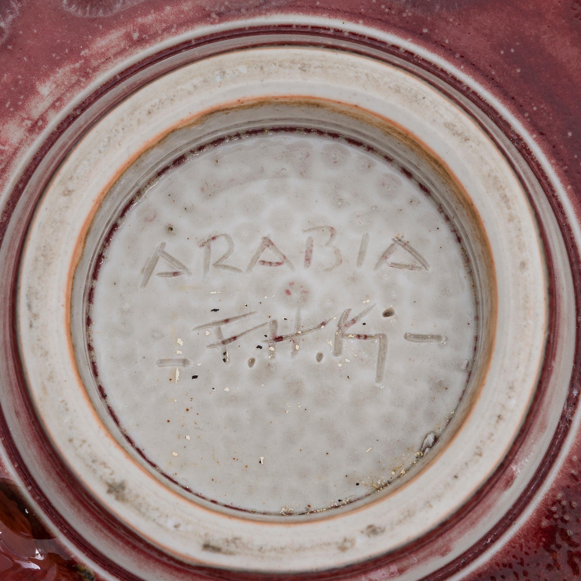FRIEDL HOLZER-KJELLBERG, malja, keramiikkaa, signeerattu Arabia F.H.Kj.