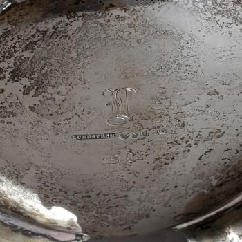 SERVIS, 3 delar, silver, Lundström. Otydliga stämplar. 1922. Vikt ca 1155 gram.