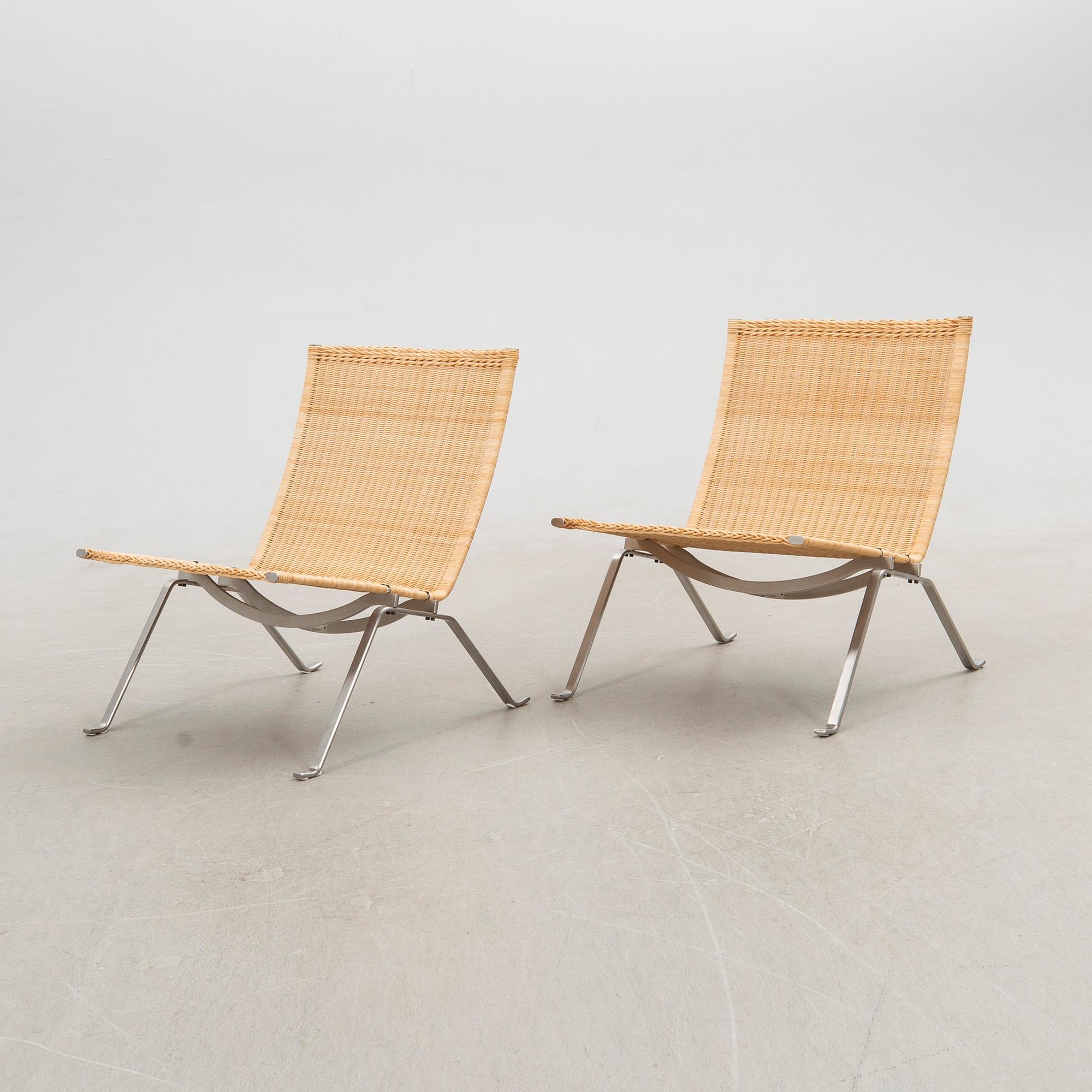Poul Kjaerholm, armchairs, a pair, "PK22" for Fritz Hansen, Denmark, 2000.