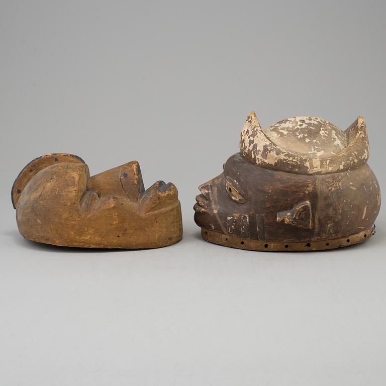 Two 20th century african wooden masks.