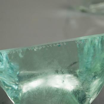 SKULPTURER, 7 st "Isberg", glas, Vicke Lindstrand, signerade, Kosta Boda.