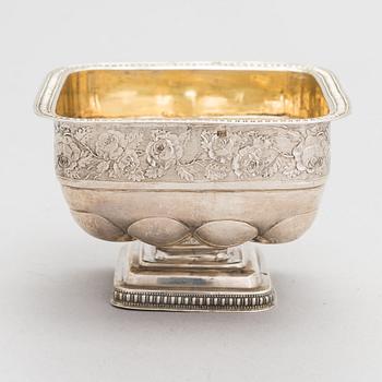 A Russian parcel-gilt silver bowl, Moscow 1837, maker's mark cursive I.E. Assay master Andrey Kovalsky.