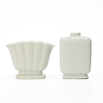 Gunnar Nylund, vaser, 4 st, chamotterat stengods, Rörstrand 1930-40-tal.