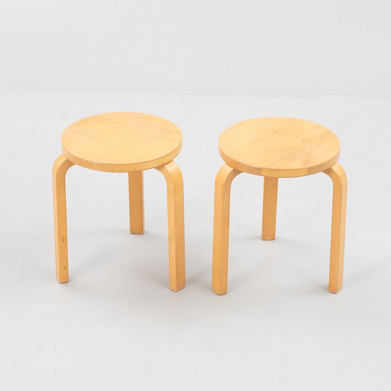 Alvar Aalto, a pair of model 60 stools, Artek, Finland.