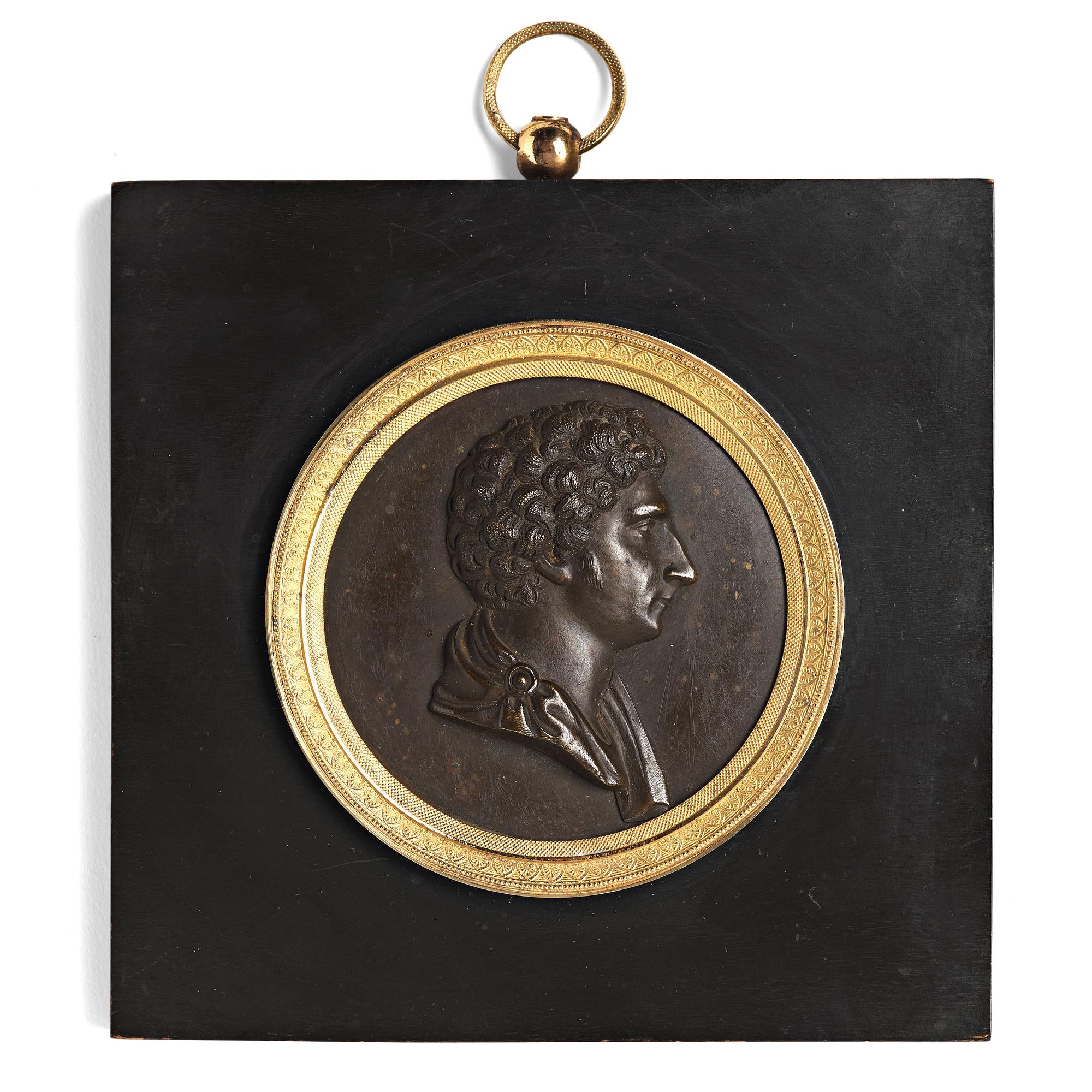 A Swedish Empire portrait medallion representing Karl XIV Johan as Crown Prince, beginning 19th century.