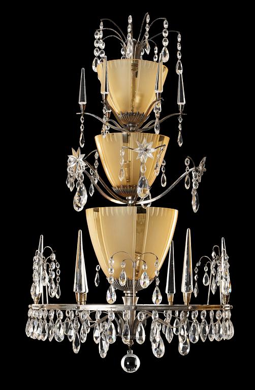 A chandelier attributed to Edward Hald, Sweden 1920's.