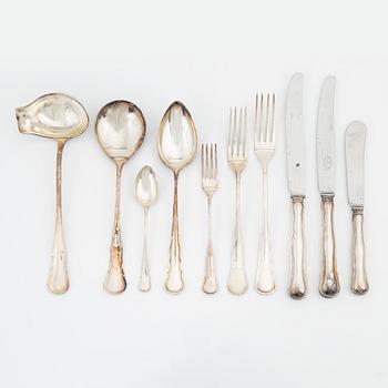A 69 piece silver cutlery set, 'Hallbergs Chippendale', C.G.Hallberg, Stockholm, Sweden, 1950-60.